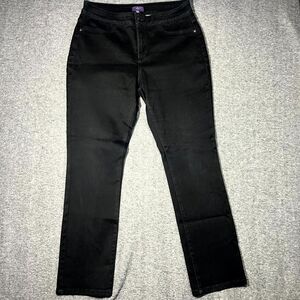 NYDJ Womens Size 12P Black Stretch Denim Lift Tuck Tech Legging Jegging Jeans